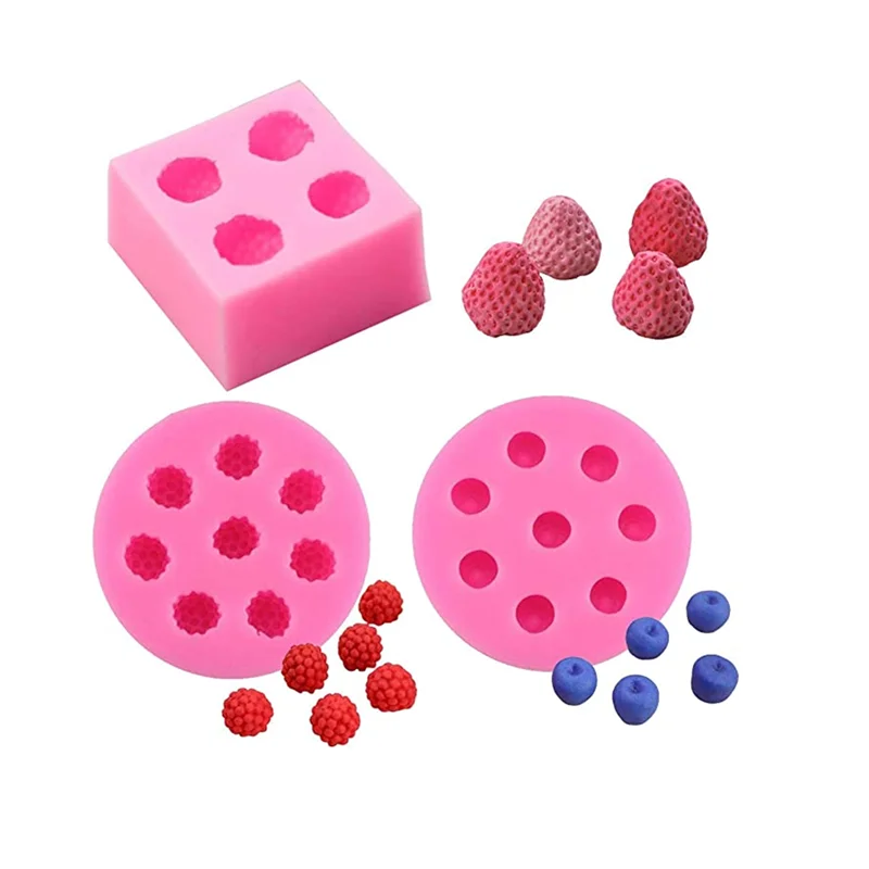 Candle Silicone Mold 3d Strawberry Raspberry Blueberry Form Shape Mould for Fondant Soap Making Mulberry Wax Melts Molds | Дом и сад