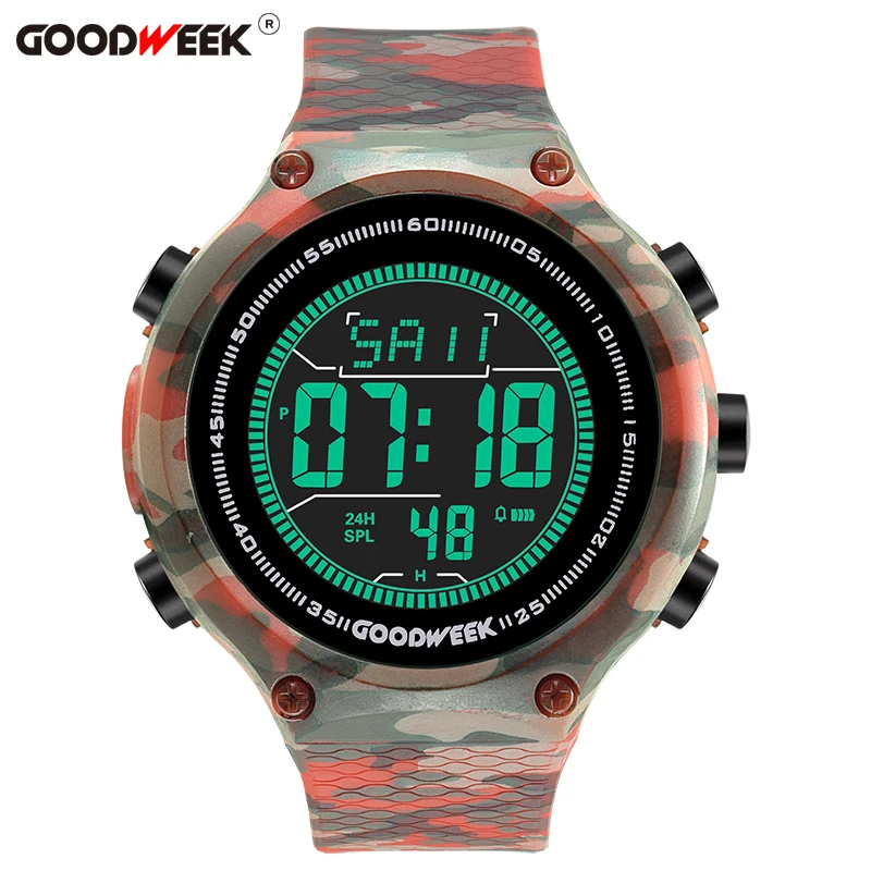 GOODWEEK мужские спортивные часы светодиодные цифровые Аналоговый Стиль милитари