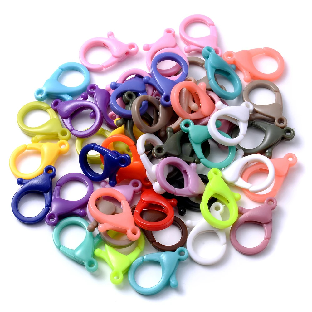 20pcs/lot Plastic Lobster Clasp Hooks Keychains for DIY Jewelry Making Findings Key Chains Ring Accessories Supplies 25/35mm - купить по