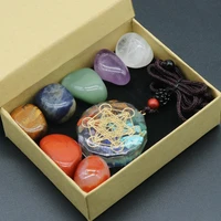 seven chakra stones with necklace yoga energy stone combination set natural crystal gemstone ornaments home decoration gifts box
