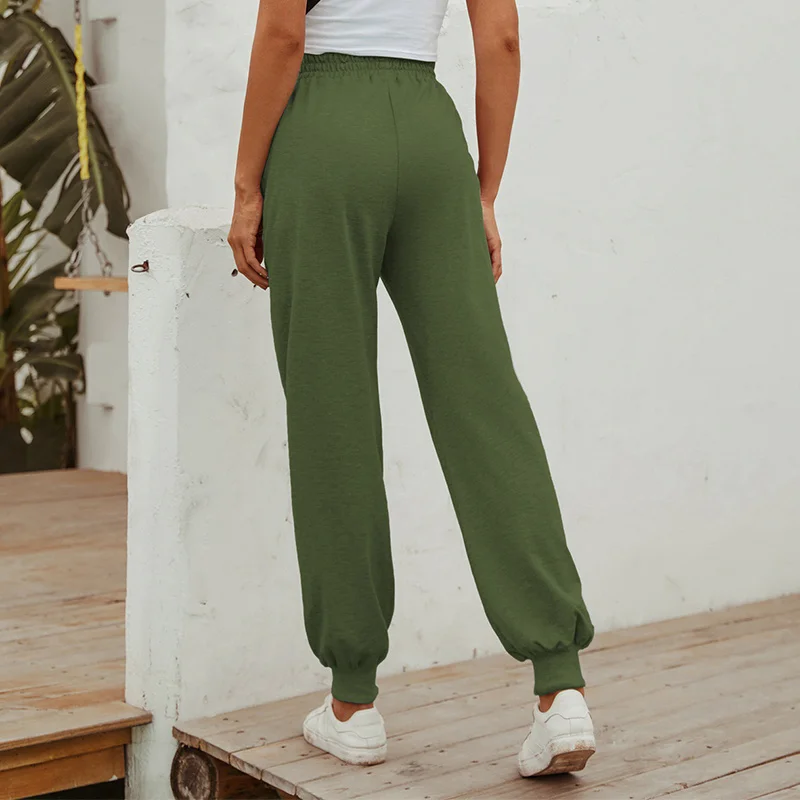 

Solid Hight Waist Joggers Sportpants For Women 2021 Autumn Loose Straight All-match Basic Trousers Ladies Casual Sport Pants
