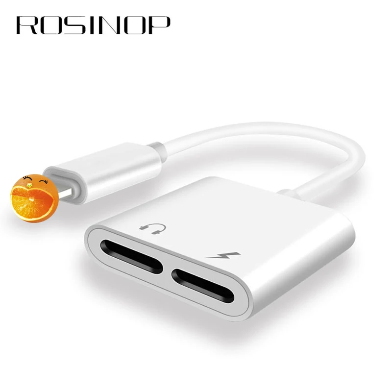 For 2 Lightning port Rosinop 2в1 2.4A Быстрая зарядка AUX кабель зарядное устройство-разветвитель адаптер для наушников для адаптер для iphone для Lightning iphone 7 8 plus - Цвет: For 2 Lightning port
