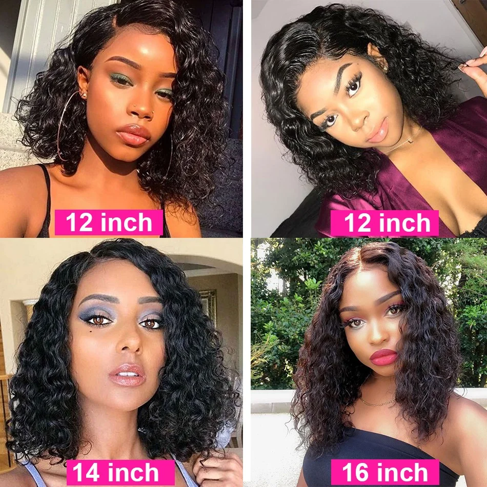 spesifikasi Brasil Keriting Renda Depan Rambut Manusia Wig Bob Pendek Wig Dengan Pra Dipetik Rambut Untuk WANITA HITAM QT Remy Bob Renda Depan Wig