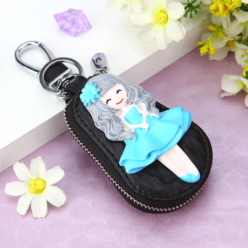 Style23 Милый мультяшный брелок Hello Kitty, модный кожаный кошелек на молнии, брелок для женщин и девочек, брелок для ключей, автомобильный Шарм, ювелирное изделие, подарок - Цвет: Style23