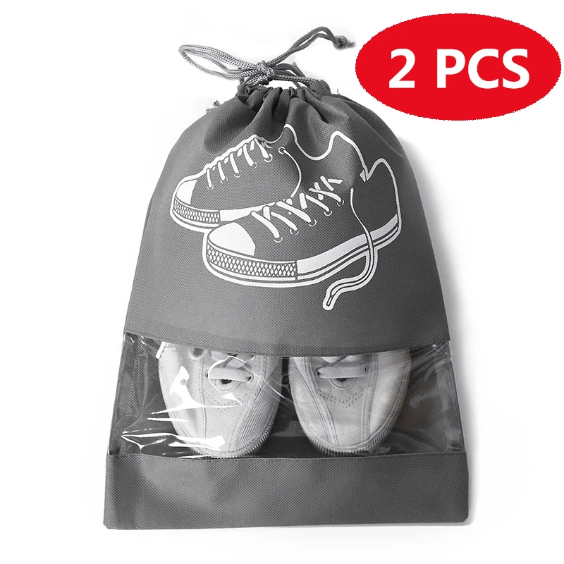 

2 PCS Waterproof Shoes Bags for Travel Portable Shoe Storage Bags Covers Non-Woven Tote Drawstring Bag Sneaker Pocket Organizer