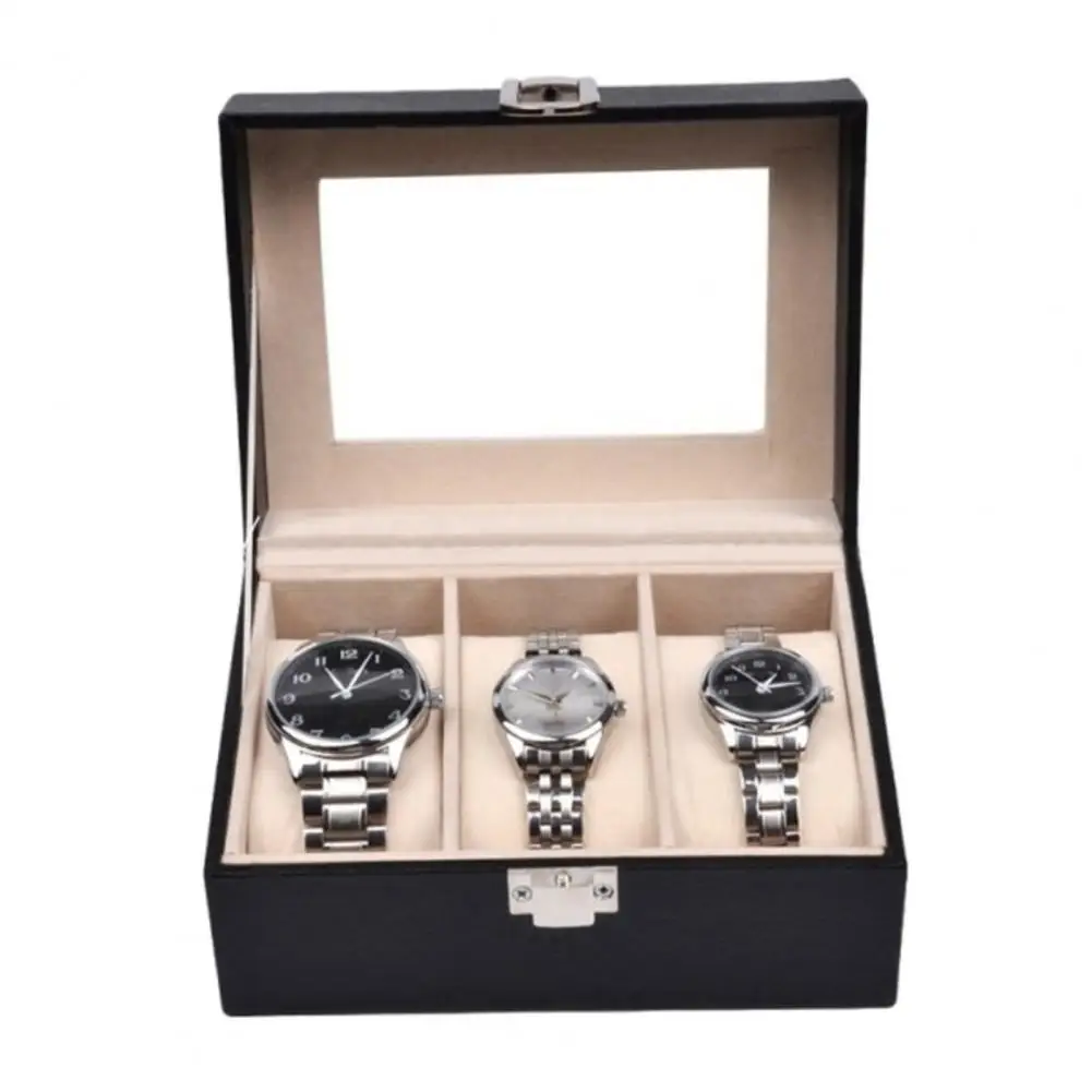 

50% Hot Sales 3 Slots Watch Box Dust-proof Detachable Wooden Watch Box for Home