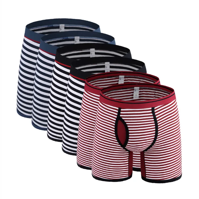 6Pcs 0710 Mix A32 6 шт./лот,, полосатые боксеры для мужчин, хлопковое длинное нижнее белье, мужские трусы-боксеры, мужские трусы размера плюс, мужские трусы-боксеры - Цвет: 6Pcs 0710 Mix A32