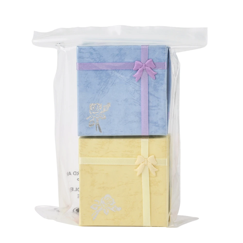 6pcs Square Cardboard Bracelet Gift Boxes Flower Pattern Bracelet Storage Organizer Box Mix Color 9x9x2cm With Sponge