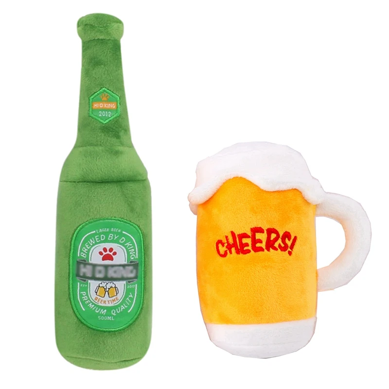 Dog Toys Plush Squeaky Beer Bottle Glass Shape Toy Creative for Pet Dogs dog toothbrush supplies | Дом и сад