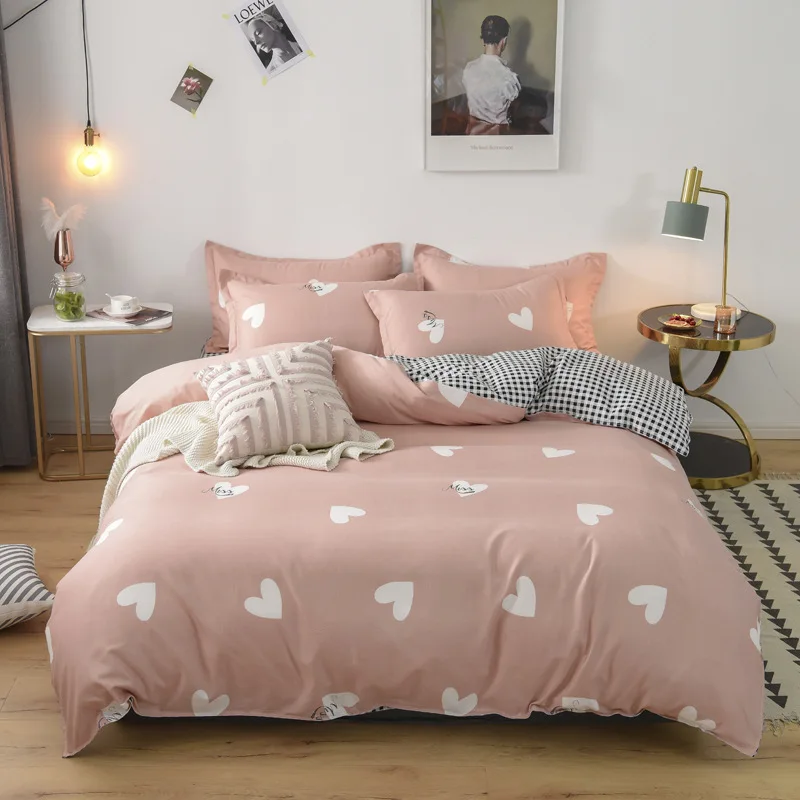 

HD Printed Luxury Bedding Set Cotton Silky Soft Comforter Duvet Cover Family size Single Queen Size Bedding Cover 4Pcs for Girl
