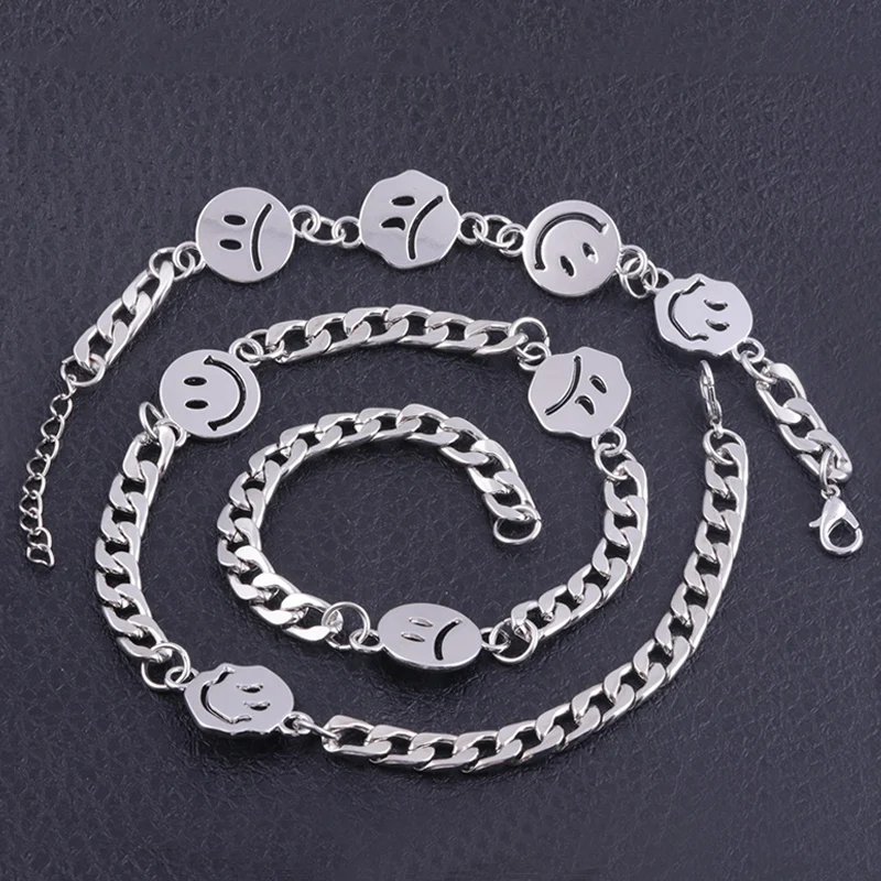 Ожерелье Kpop с улыбающимся лицом для женщин мужчин детей уличный чокер в стиле