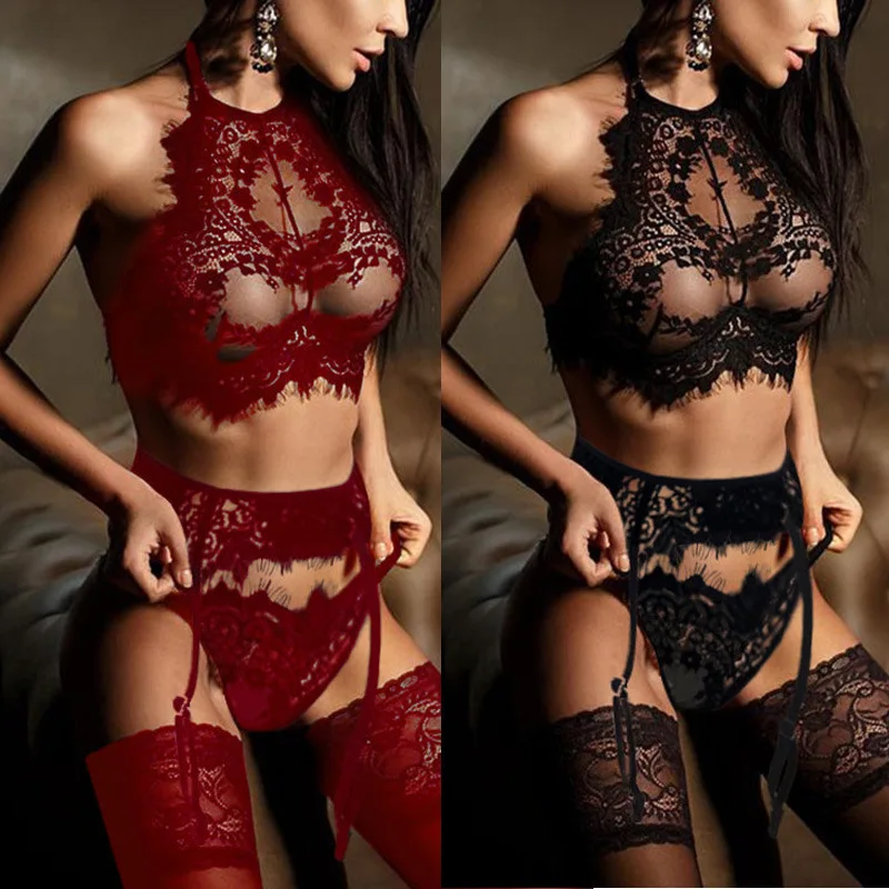 

Sexy Lingerie Set Porno For Women Hot Erotic Babydolls Exotic Underwear Hollowed out Sex Lace Costumes Temptation Bra Panty Set