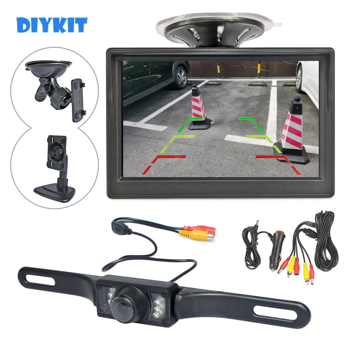 

DIYKIT 5" Backup Car Monitor Car Van Truck Parking IR Night Vision Reversing Camera Rear View Security System