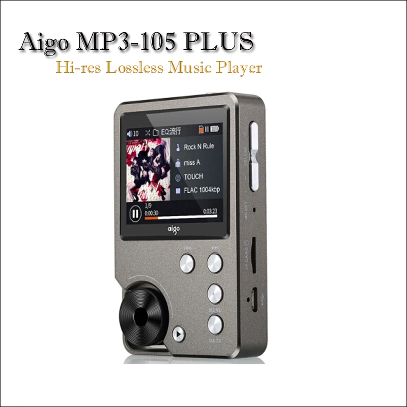 Aigo MP3 105 PLUS Hifi музыкальный плеер Mp3 с экраном WM8965 Mini Портативный Hi res Flac DSD