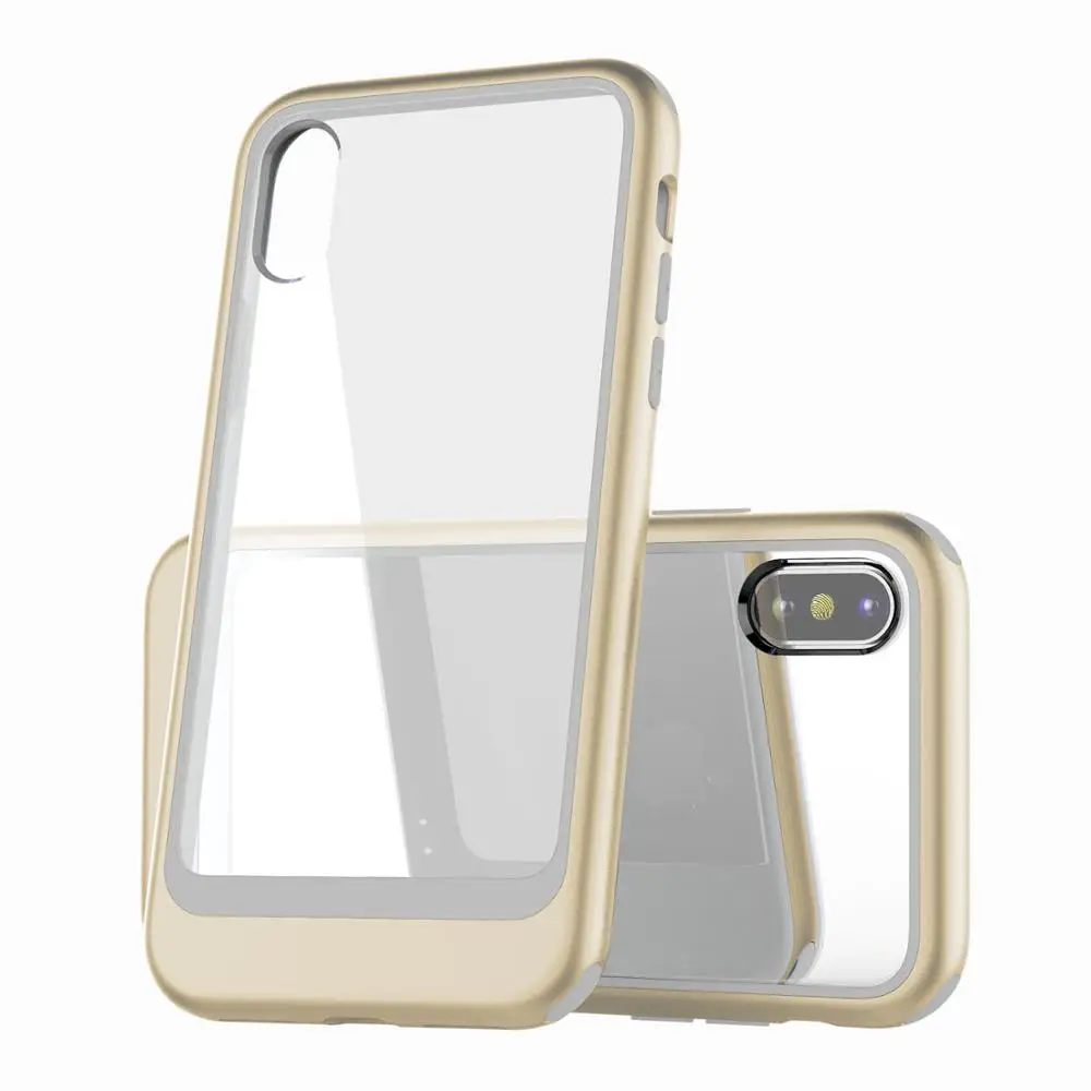 Gold Чехол для iPhone XS Max XR XS X 7 8 Plus, хит цвета, 2 в 1, комбинированный прозрачный акриловый защитный чехол, защитный чехол для iPhone 11 Pro 11 Pro Max - Цвет: Gold