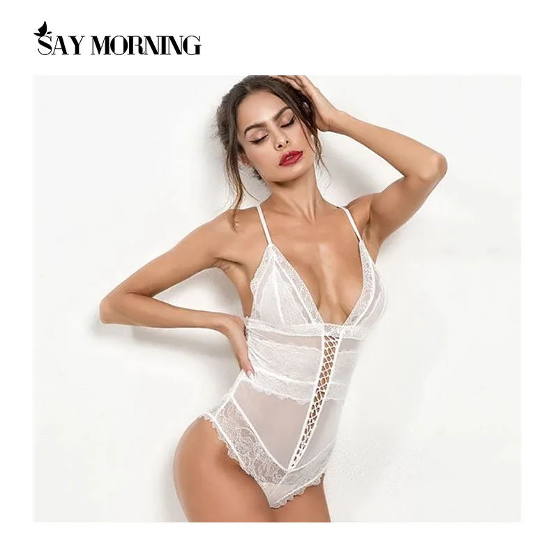 SAY MORNING/высококачественное Кружевное боди с глубоким v образным вырезом