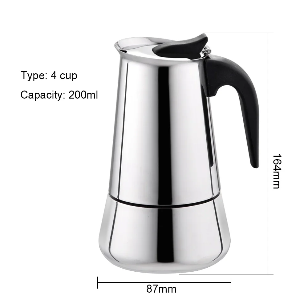 DIDIHOU 100/200/300/450 мл 2/4/6/9 чашек Портативный эспрессо Кофе Мока Нержавеющая сталь Кофе чайник из нержавеющей Кофе чайник