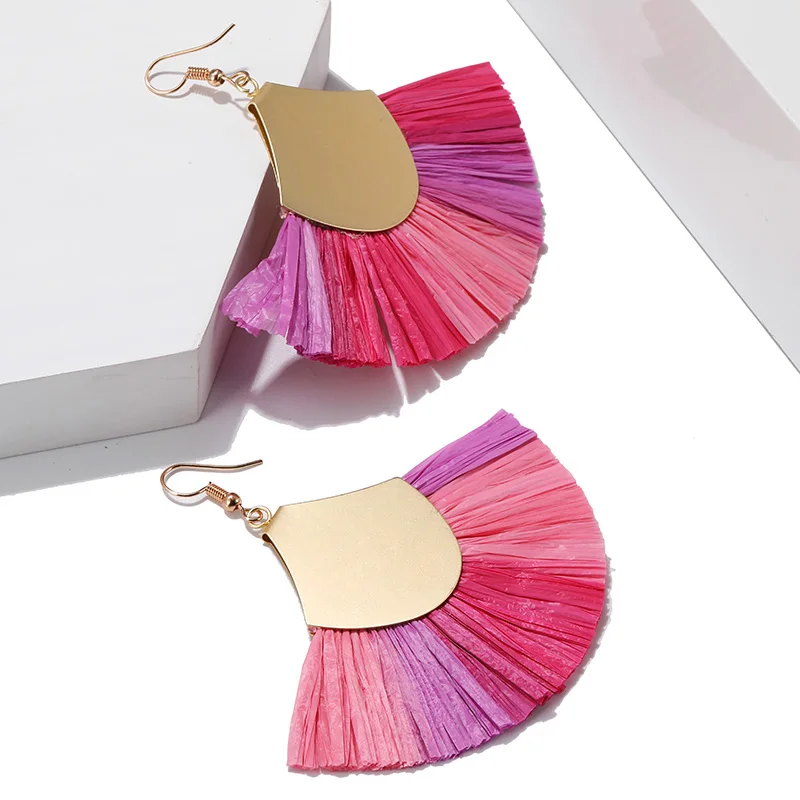E-pink Разноцветные богемные этнические серьги-кисточки DIY серьги шерстяные Ретро подвеска с длинной кисточкой Темперамент Преувеличенные ювелирные изделия - Окраска металла: E-pink