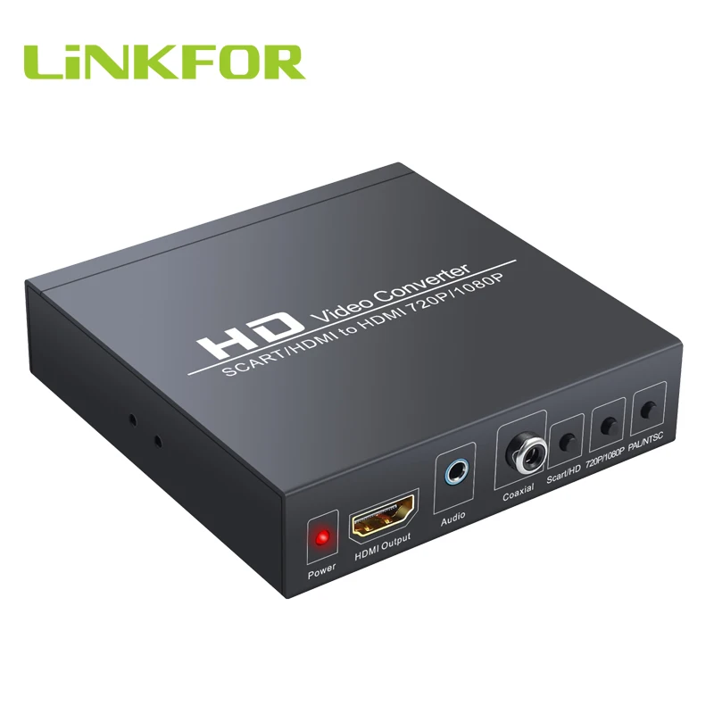LiNKFOR 1080P scart HDMI конвертер с 3 5 мм наушниками и коаксиальный стерео аудио