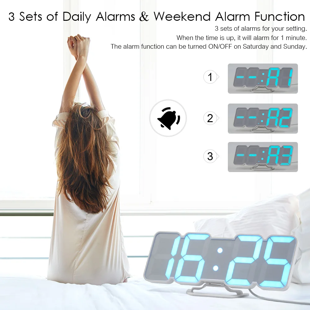 Электронный будильник цифровые настольные часы Улучшенный 3D беспроводной пульт