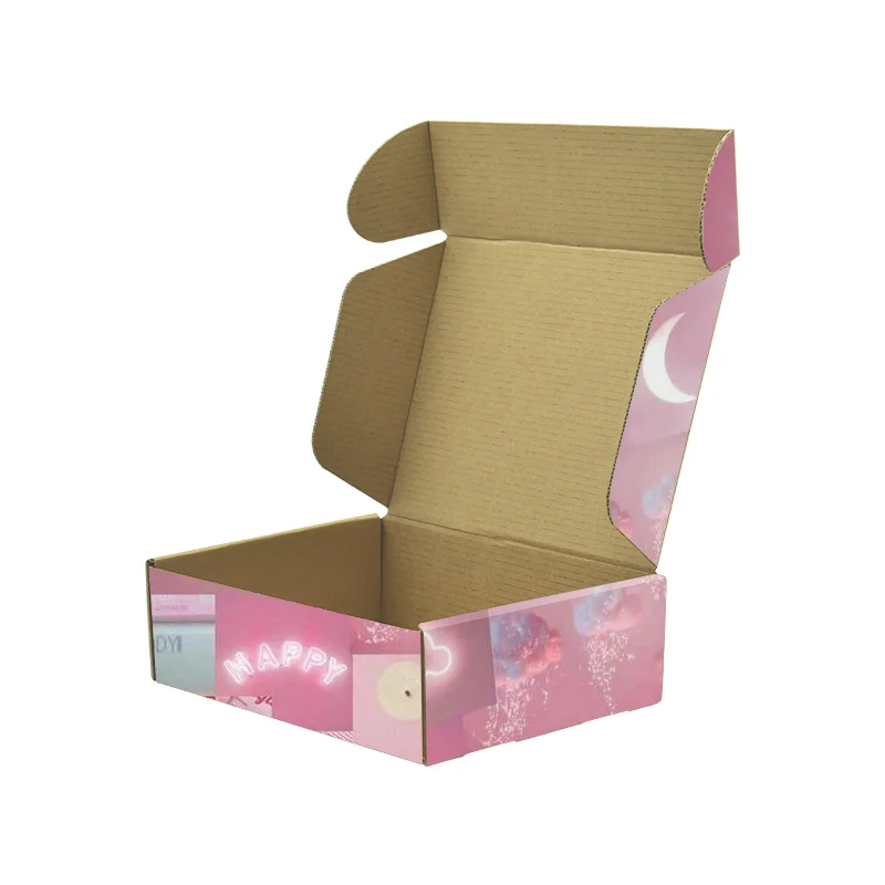 Пользовательский логотип простой розовый картон гофрированная бумага почтовые