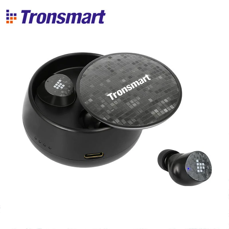 Черный Tronsmart Spunky Pro True беспроводные наушники Bluetooth 5,0 наушники с голосовым ассистентом глубокий бас беспроводная зарядка гарнитуры - Цвет: Черный
