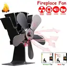 Черный камин, 5 лезвий, рабочая деревянная горелка, экологически чистый тихий вентилятор, домашнее эффективное распределение тепла