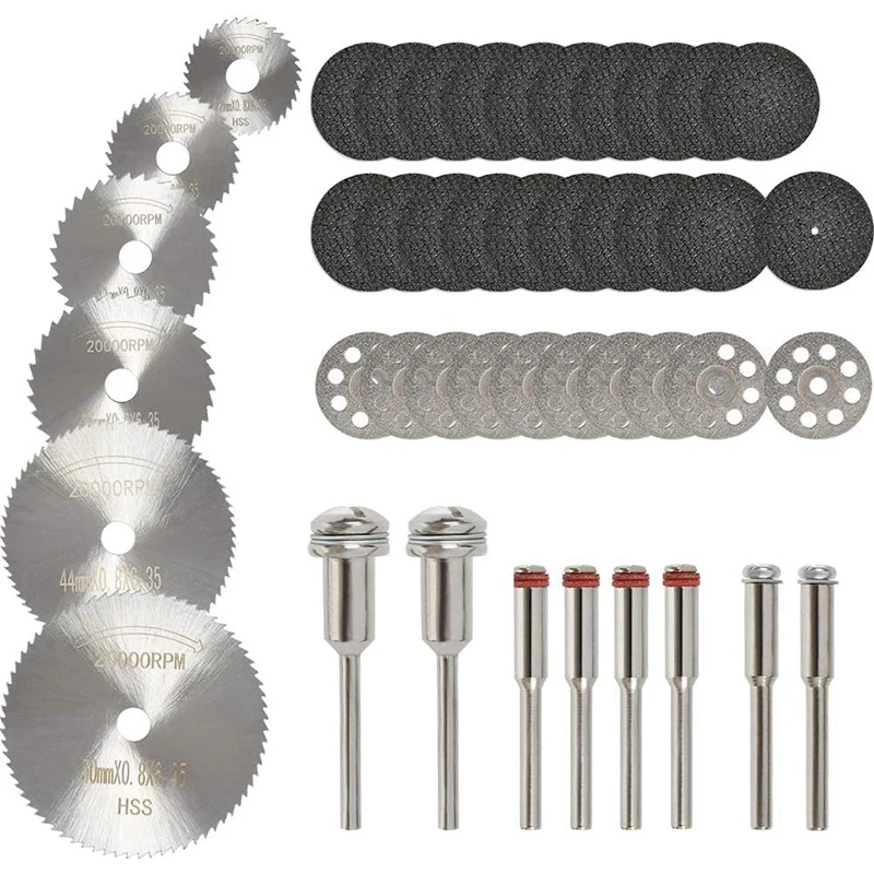 

44PCS Rotary Cutting Wheels Tool Kit, Mini Diamond Cutting Wheel And HSS Circular Saw Blades And Resin Cutting Wheels