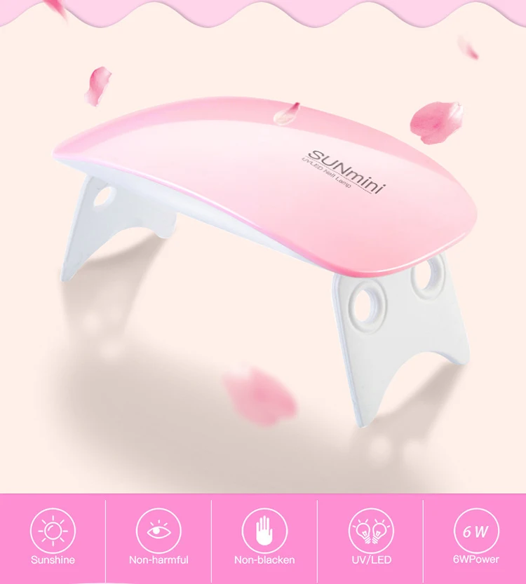 

2 Color Nail Dryer Portable Machine 6 LED UV Lamp Micro USB Cable Home Use Nail UV Gel Varnish Dryer Nail Art Tools TSLM1