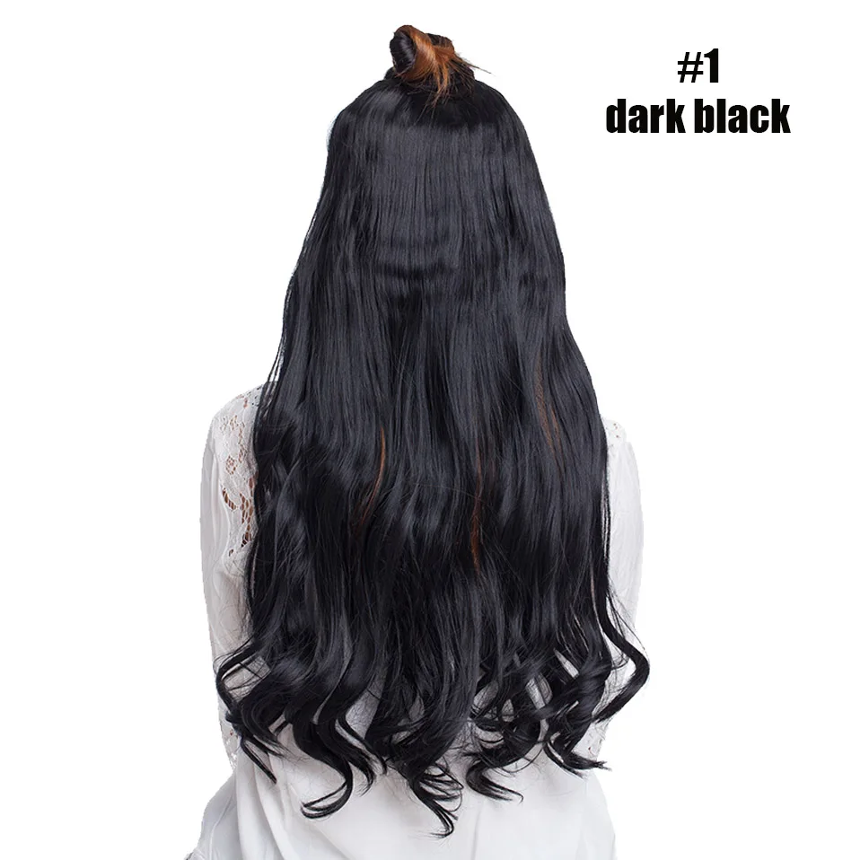 dark black S-noilite, прямые u-части волосы для наращивания на заколках, 4 заколки в одном куске, синтетические волосы для наращивания, искусственные волосы для женщин - Цвет: dark black