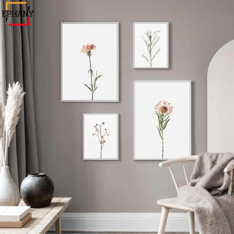 Современные минималистичные плакаты и принты с цветочным принтом в