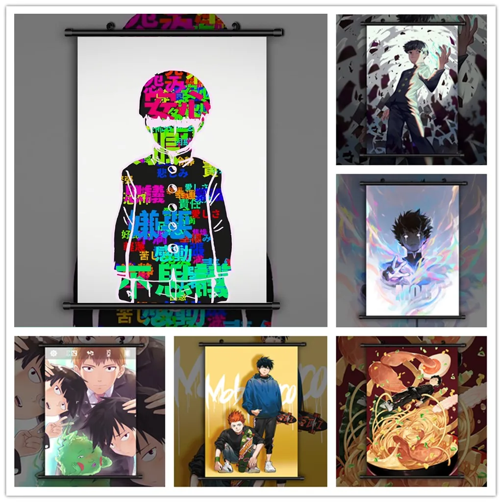 

Mob Psycho 100 Kageyama Shigeo Arataka Reigen HD Print Wall Poster Scroll