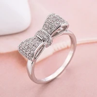 delysia king trendy womens bowknot simplicity high grade crystal wedding bride princess engagement ring size 5 6 7 8 9 10 11