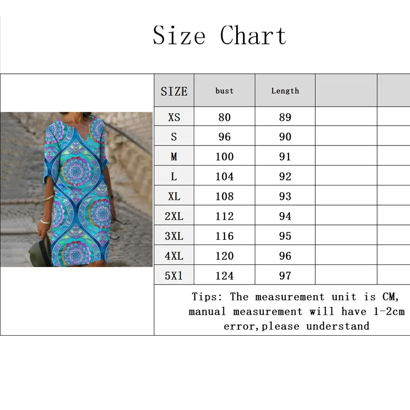 

Women Loose Casual Long Sleeved Printed V Neck Plus Size Dress Autumn Dress