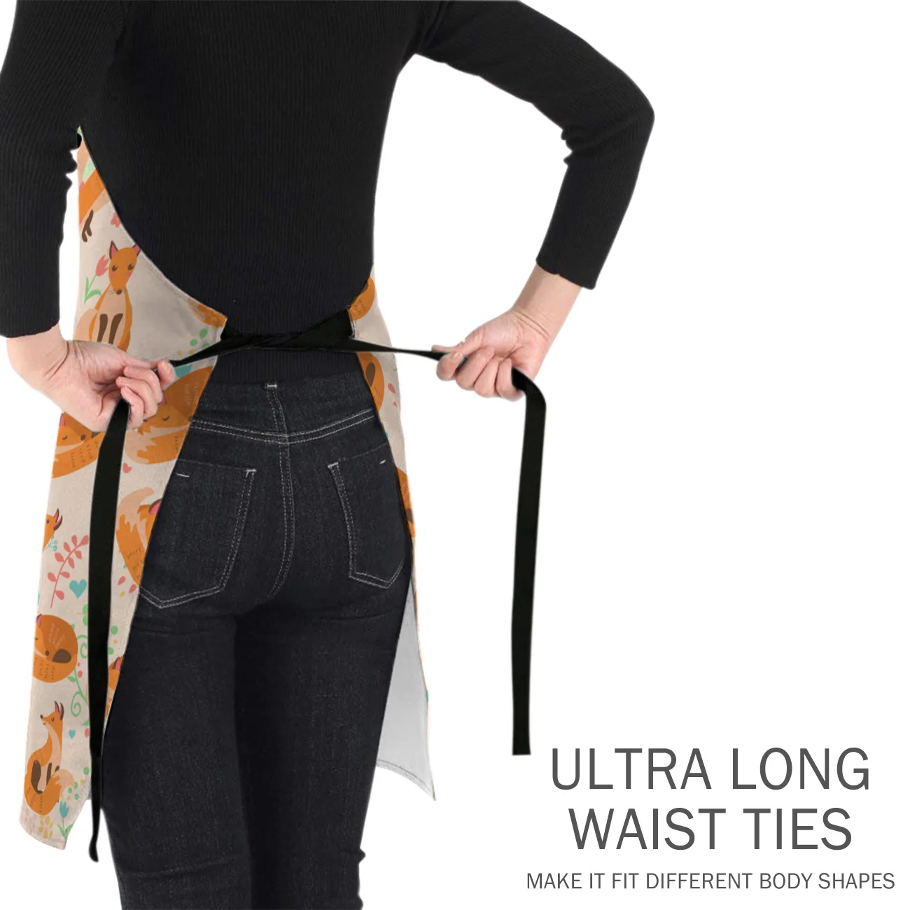 Tophome Кухонный Фартук животные из мультфильмов лиса напечатанные регулируемые