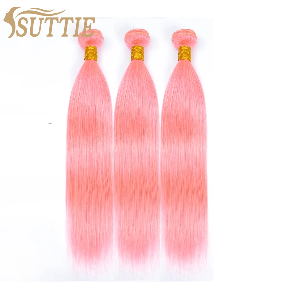 Розовые пряди человеческих волос Suttie бразильские волнистые натуральные волосы 26