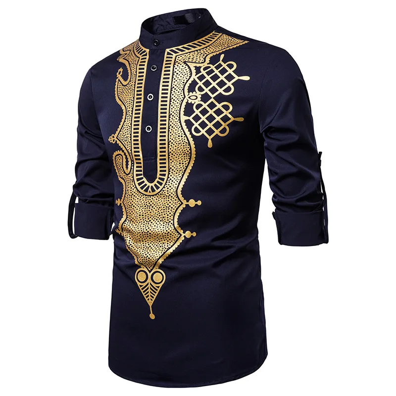 59 navy blue Дашики Африка одежда платье рубашки модная африканская одежда хип-хоп халат африканская печать африканские платья для женщин/мужчин - Цвет: 59 navy blue