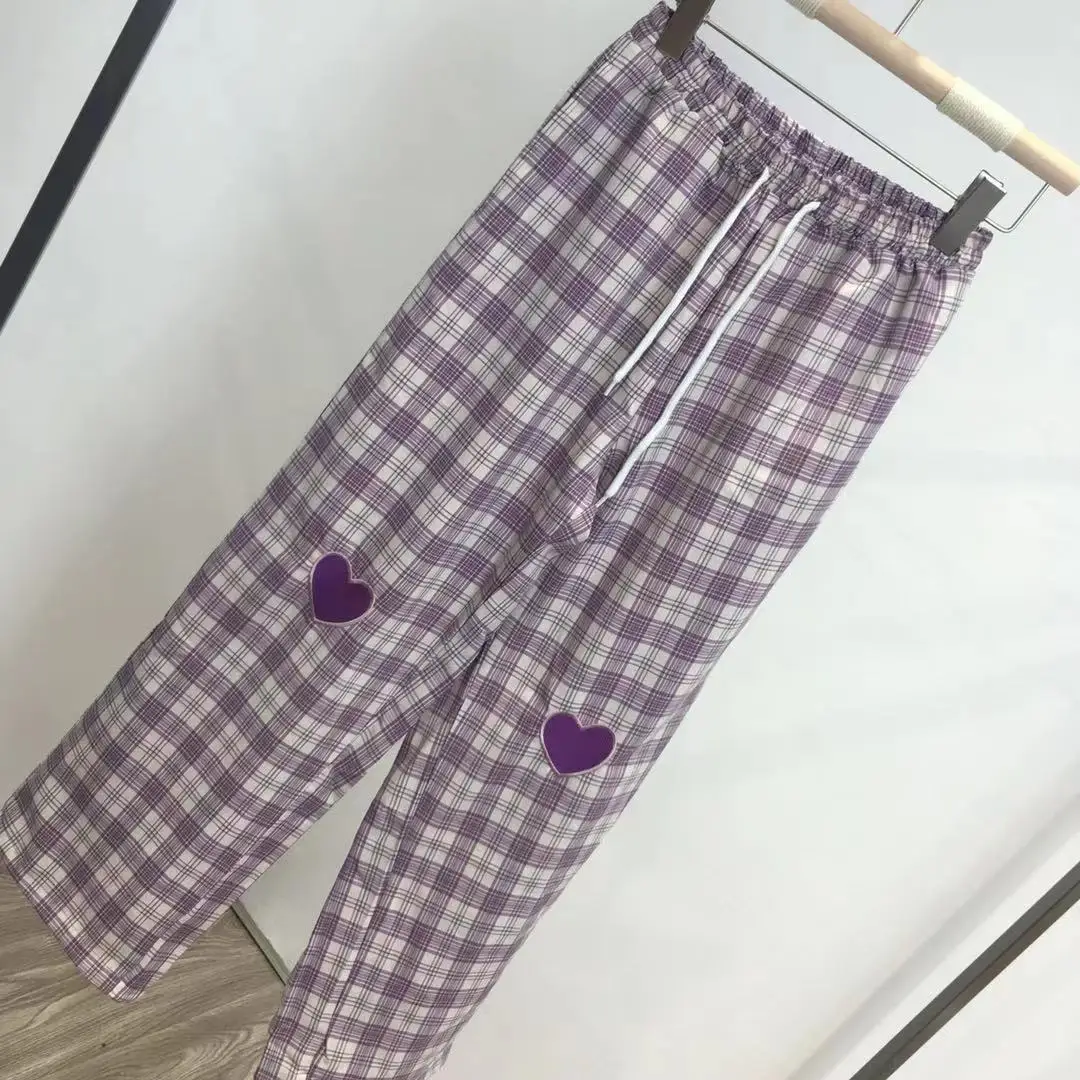 Игривые женские брюки в стиле преппи клетку повседневные свободные с талией
