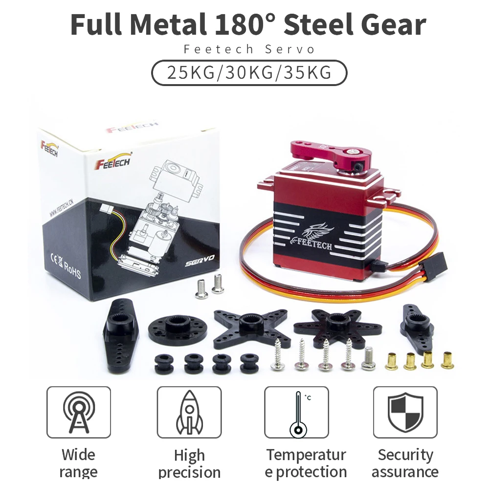 Водонепроницаемый цифровой сервопривод Feetech FT5825M FT5830M FT5835M 25 кг 30 кг 35 кг металлическая Шестерня цифровой сервопривод 180 градусов для масштаба 1/8 1/10 радиоуправляемых автомобилей грузовиков
