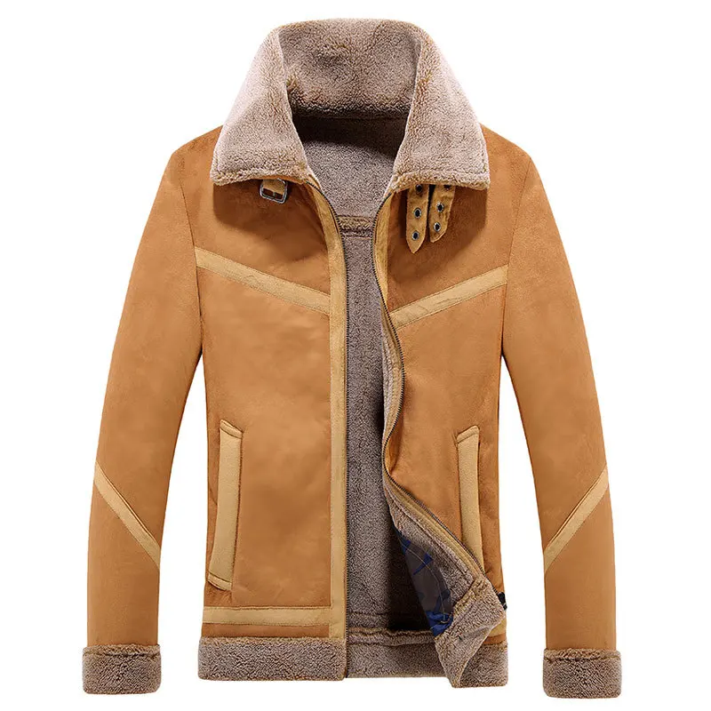 

Chaquetas cálidas de lana para hombre, abrigos con Cuello de piel, chaqueta informal de abrigo de invierno, chaquetas gruesas de