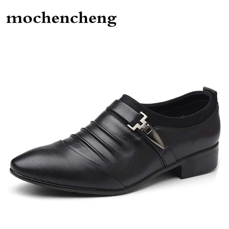 2018 осенние Роскошные Мужские модельные туфли мужские без застежки с острым