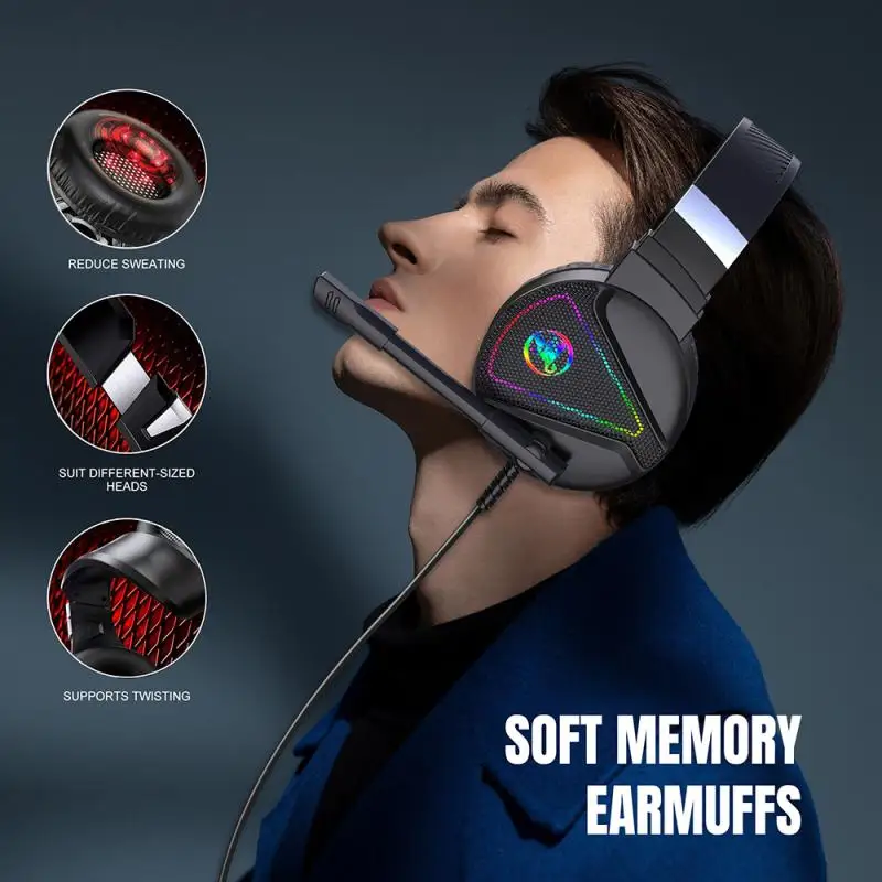 Игровые наушники F16 с RGB подсветкой компьютерная гарнитура 3 5 мм проводная