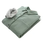 Новинка 2021, зимняя бархатная плотная теплая блузка, Женская однотонная офисная рубашка, Женские однотонные Топы с длинным рукавом, Женская хлопковая верхняя одежда