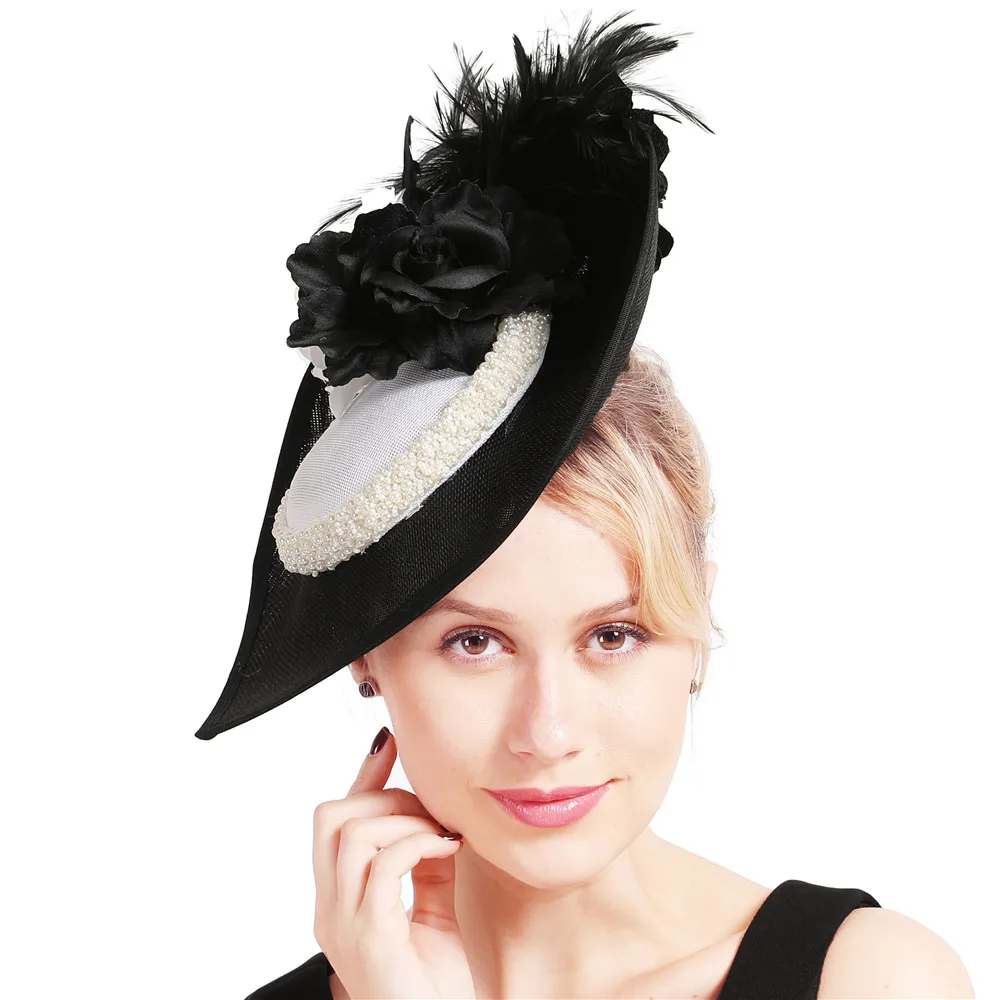 as picture Женские большие шляпы Кентукки Дерби свадебные головные уборы винтажные церковные вуалетки шляпы Шелковые Цветы Аксессуары свадебные женские головные уборы - Цвет: as picture
