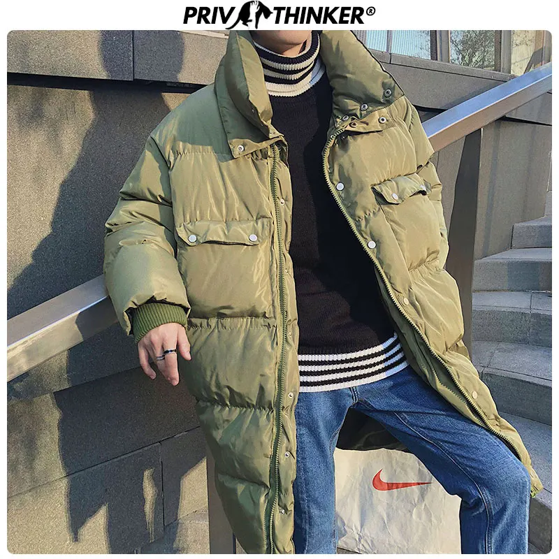 Privathinker для мужчин зима стенд утолщаются теплые парки для мужчин длинные Непродуваемые Верхняя одежда куртка мужская мода парка