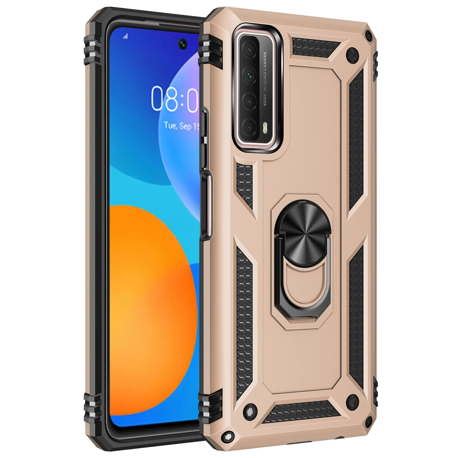 

Luxury Shockproof Magnetic Metal With Ring Phone Case For Huawei P Smart 2021 S 2020 Pro 2019 Z Anti-fall Protection Back Cover