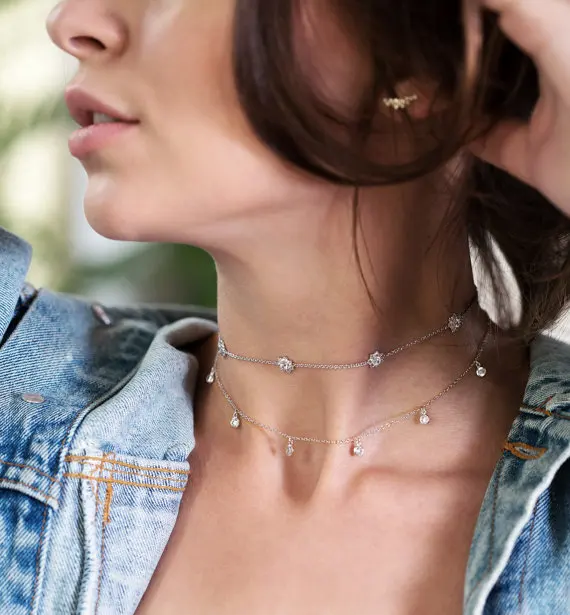 

Подвеска Collares, 100% Стерлинговое Серебро 925 пробы, ювелирное изделие, Элегантный Cz цветок, очаровательное звено, чокер, ожерелье для женщин, дл...