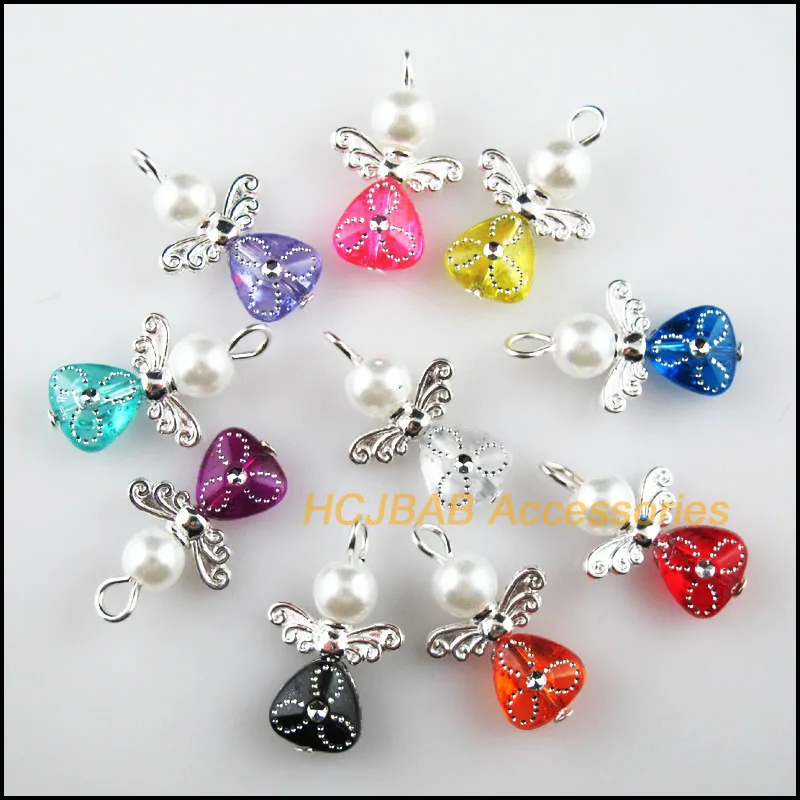 Мода 20 Новые шармы Смешанные Сердце танцующий ангел с серебряным покрытием