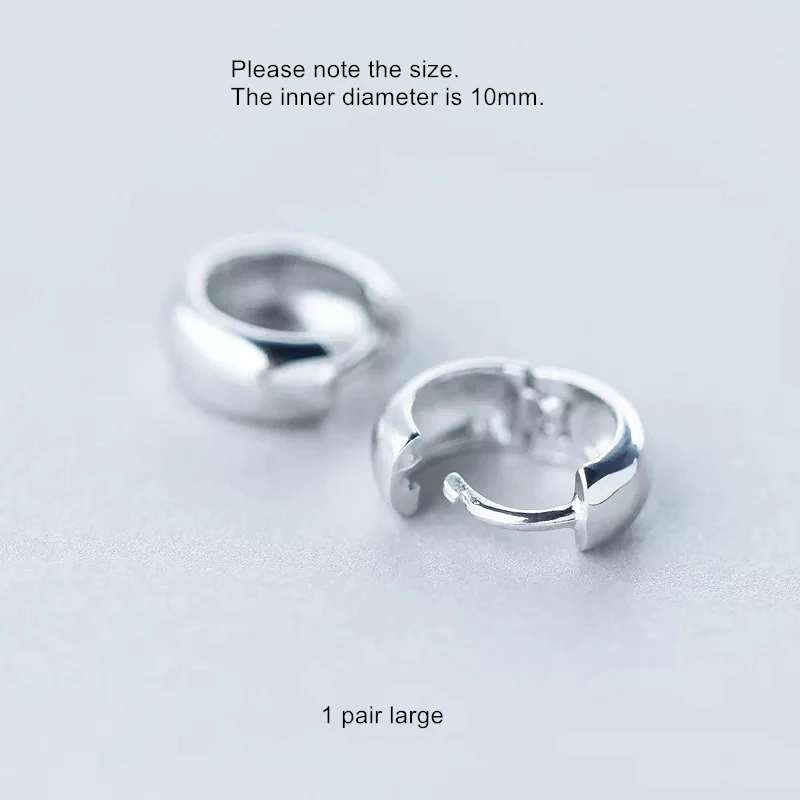 Женские серебряные серьги простые глянцевые широкие с пряжкой для ушей