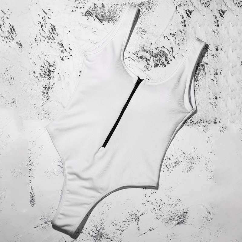 

V Neck Zipper One-Piece Swimsuit High Cut One-Piece Swimwear Women Swimsuit High Cut Monokini Thong Red Maillot Swim Wear